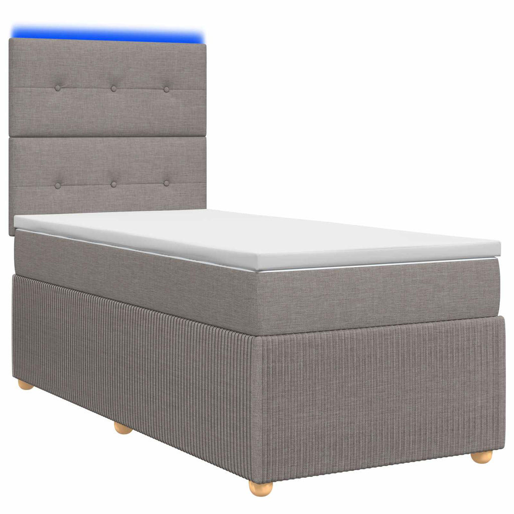 vidaXL Łóżko z box spring LED z materacem Ciemnoszary 100 x 200 cm