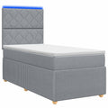 vidaXL Łóżko z box spring LED z materacem jasnoszary 100 x 200 cm