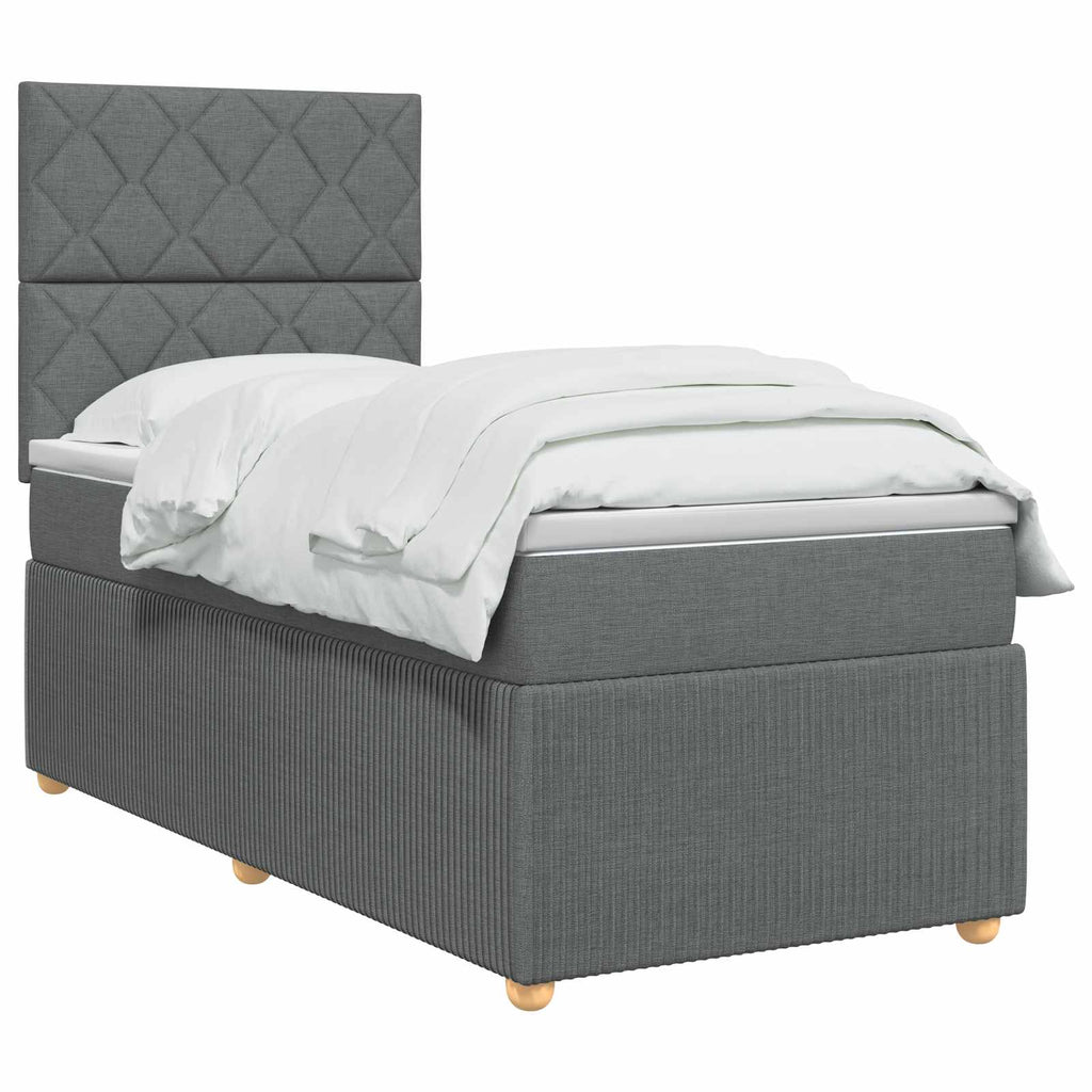 vidaXL Łóżko z box spring LED z materacem ciemnoszary 100 x 200 cm