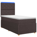 vidaXL Łóżko z box spring LED z materacem Ciemny brąz 100 x 200 cm