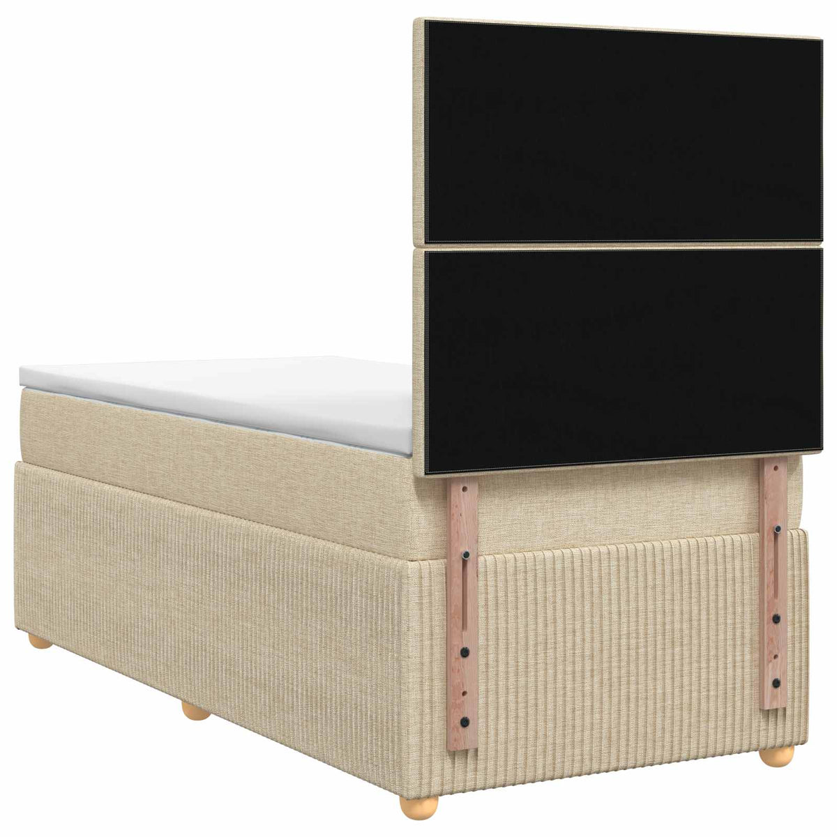 vidaXL Łóżko z box spring LED z materacem kremowy 100 x 200 cm tkanina