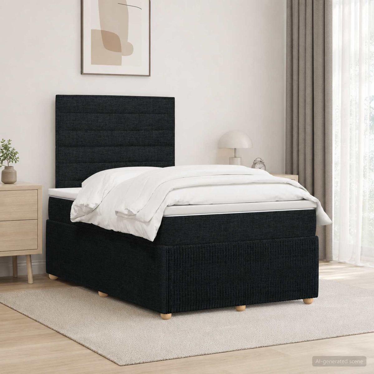 vidaXL Łóżko z box spring LED z materacem Czarny 120 x 200 cm tkanina