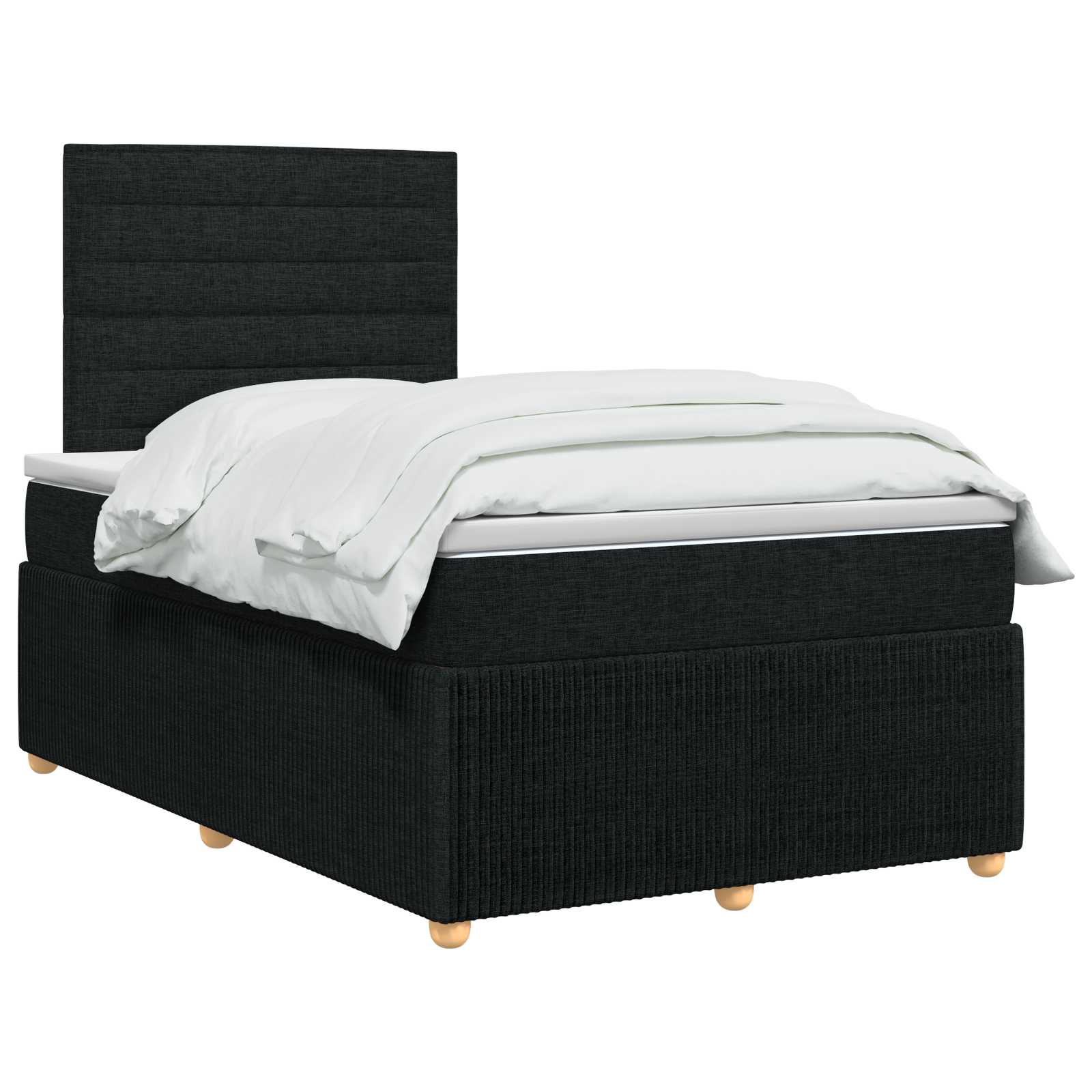 vidaXL Łóżko z box spring LED z materacem Czarny 120 x 190 cm tkanina