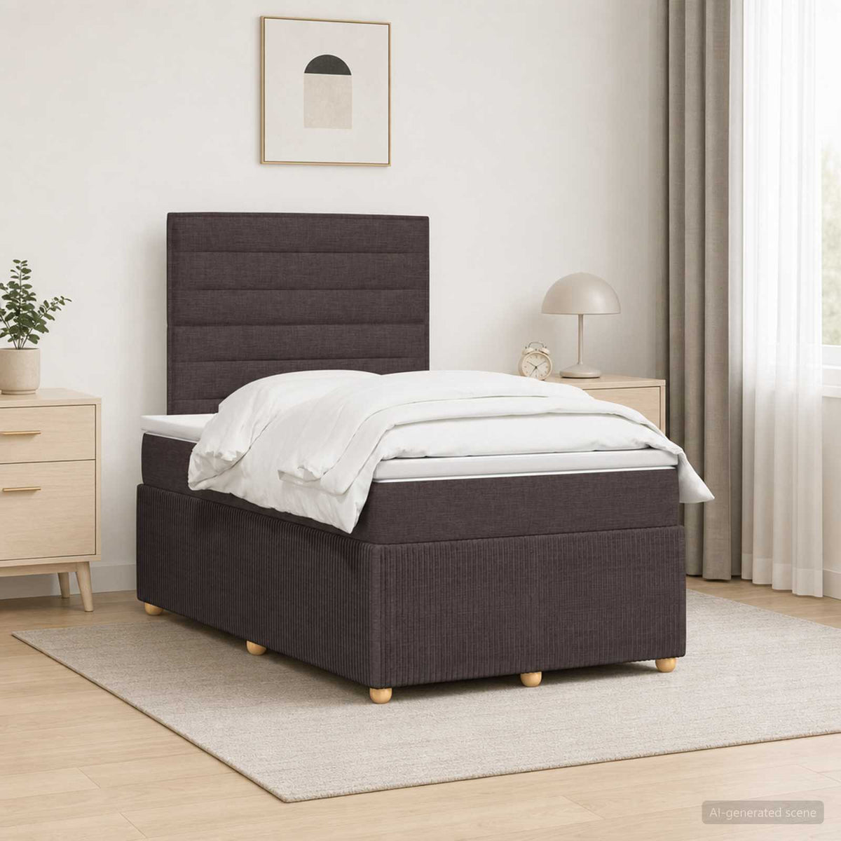 vidaXL Łóżko z box spring LED z materacem Ciemny brąz 120 x 190 cm