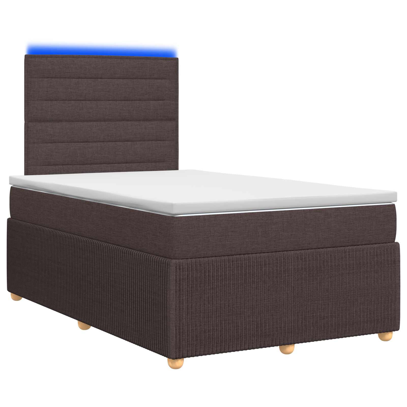 vidaXL Łóżko z box spring LED z materacem Ciemny brąz 120 x 190 cm