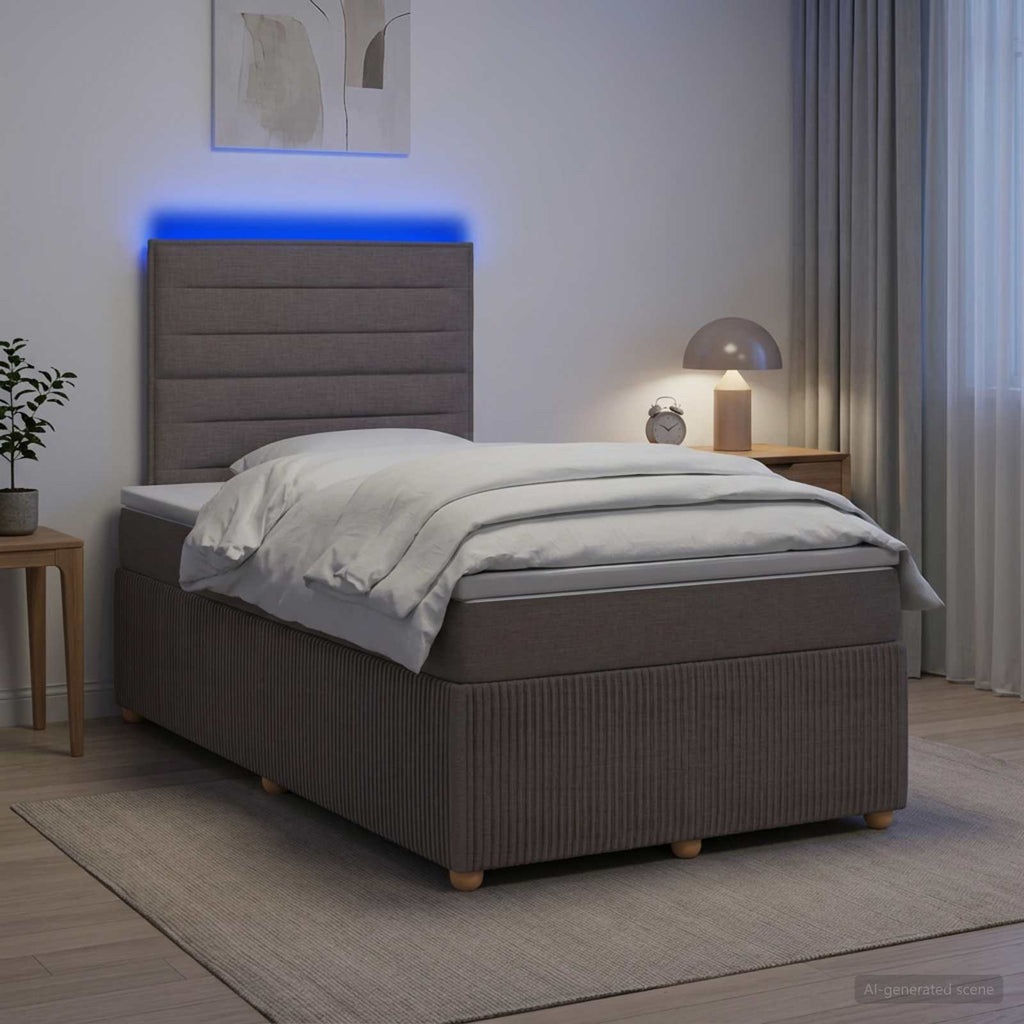 vidaXL Łóżko z box spring LED z materacem Ciemnoszary 120 x 200 cm
