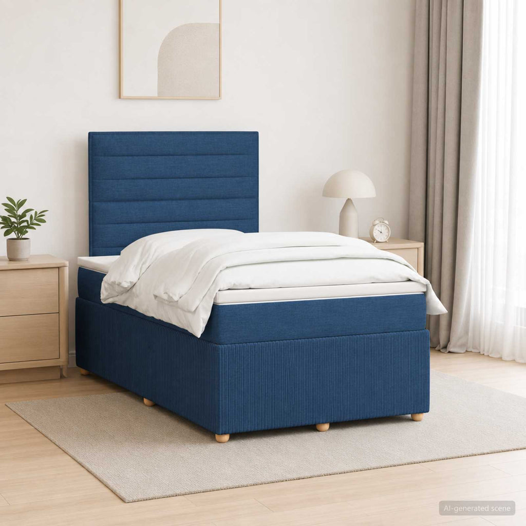 vidaXL Łóżko z box spring LED z materacem niebieski 120 x 200 cm