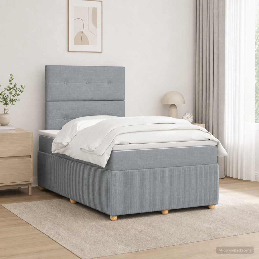 vidaXL Łóżko z box spring LED z materacem jasnoszary 120 x 190 cm