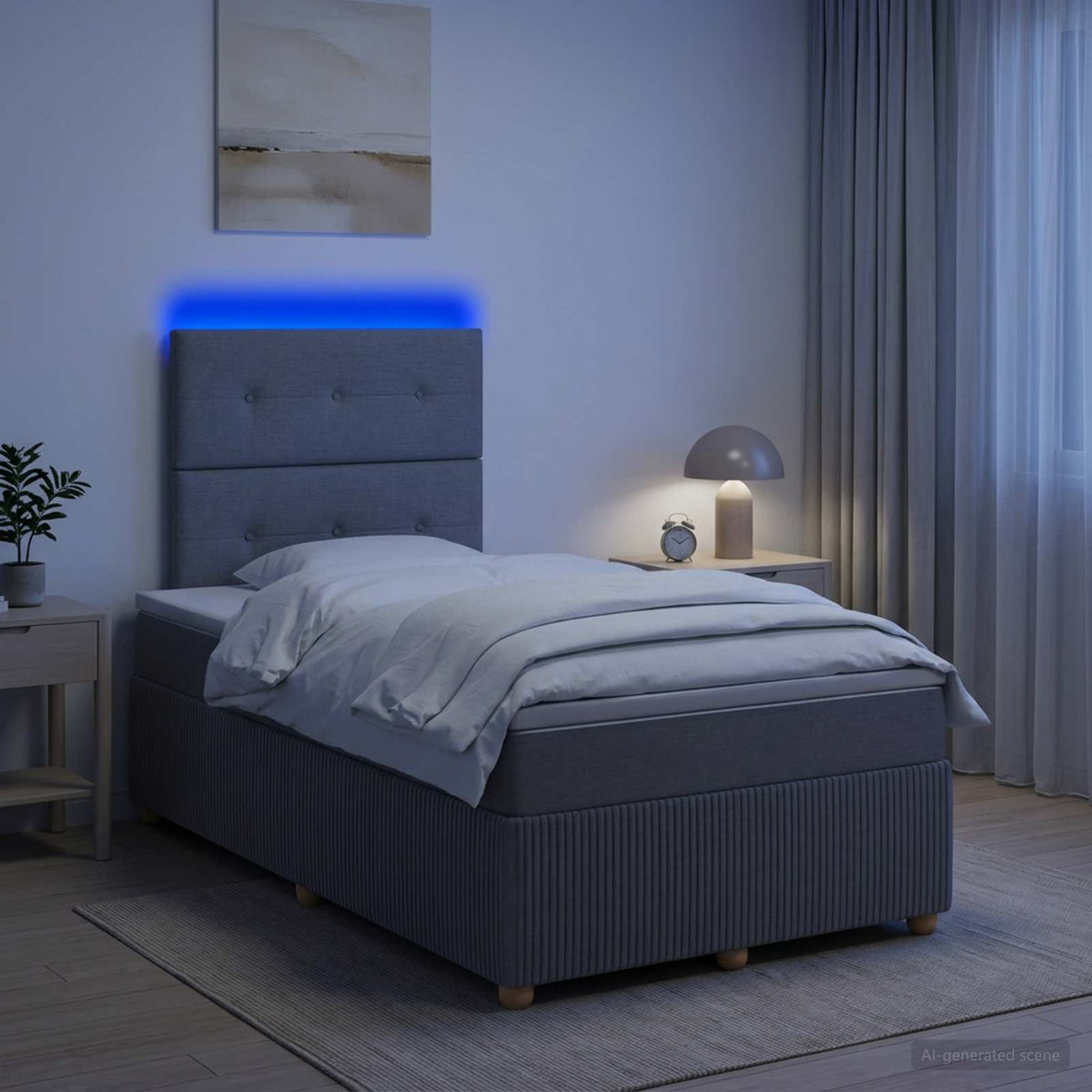 vidaXL Łóżko z box spring LED z materacem jasnoszary 120 x 200 cm