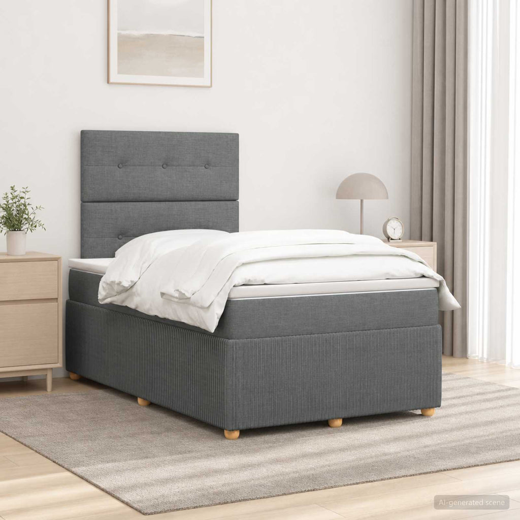 vidaXL Łóżko z box spring LED z materacem ciemnoszary 120 x 200 cm
