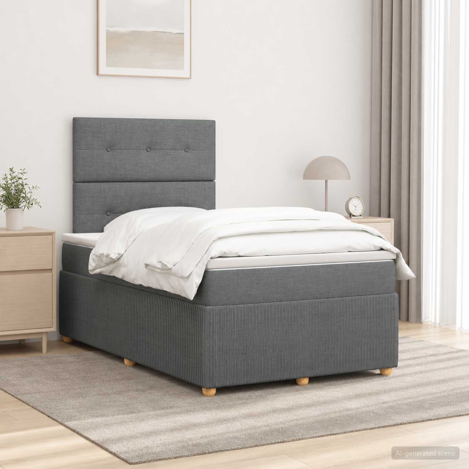 vidaXL Łóżko z box spring LED z materacem ciemnoszary 120 x 200 cm