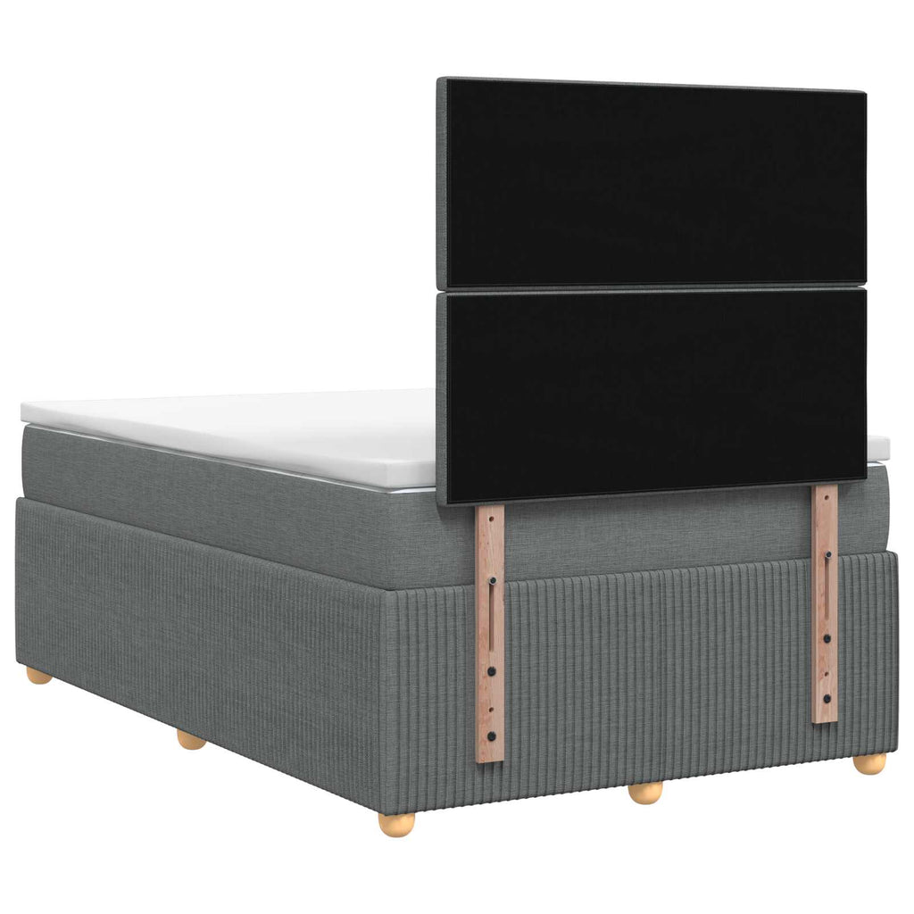 vidaXL Łóżko z box spring LED z materacem ciemnoszary 120 x 190 cm