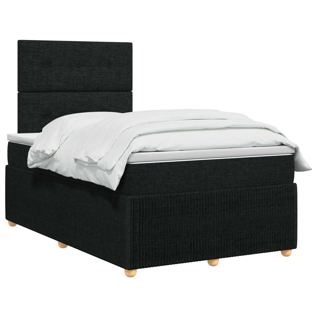 vidaXL Łóżko z box spring LED z materacem Czarny 120 x 190 cm tkanina