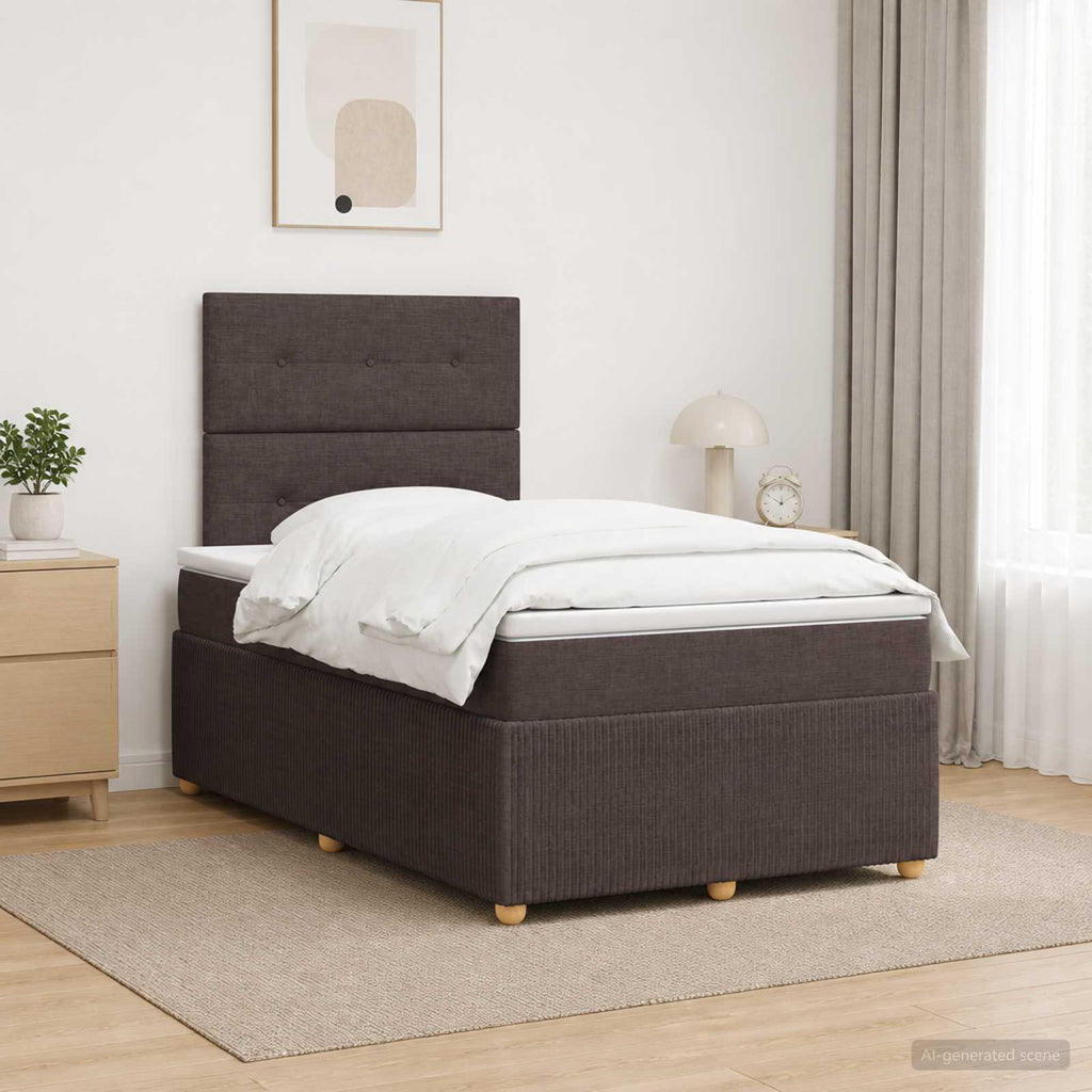 vidaXL Łóżko z box spring LED z materacem Ciemny brąz 120 x 200 cm