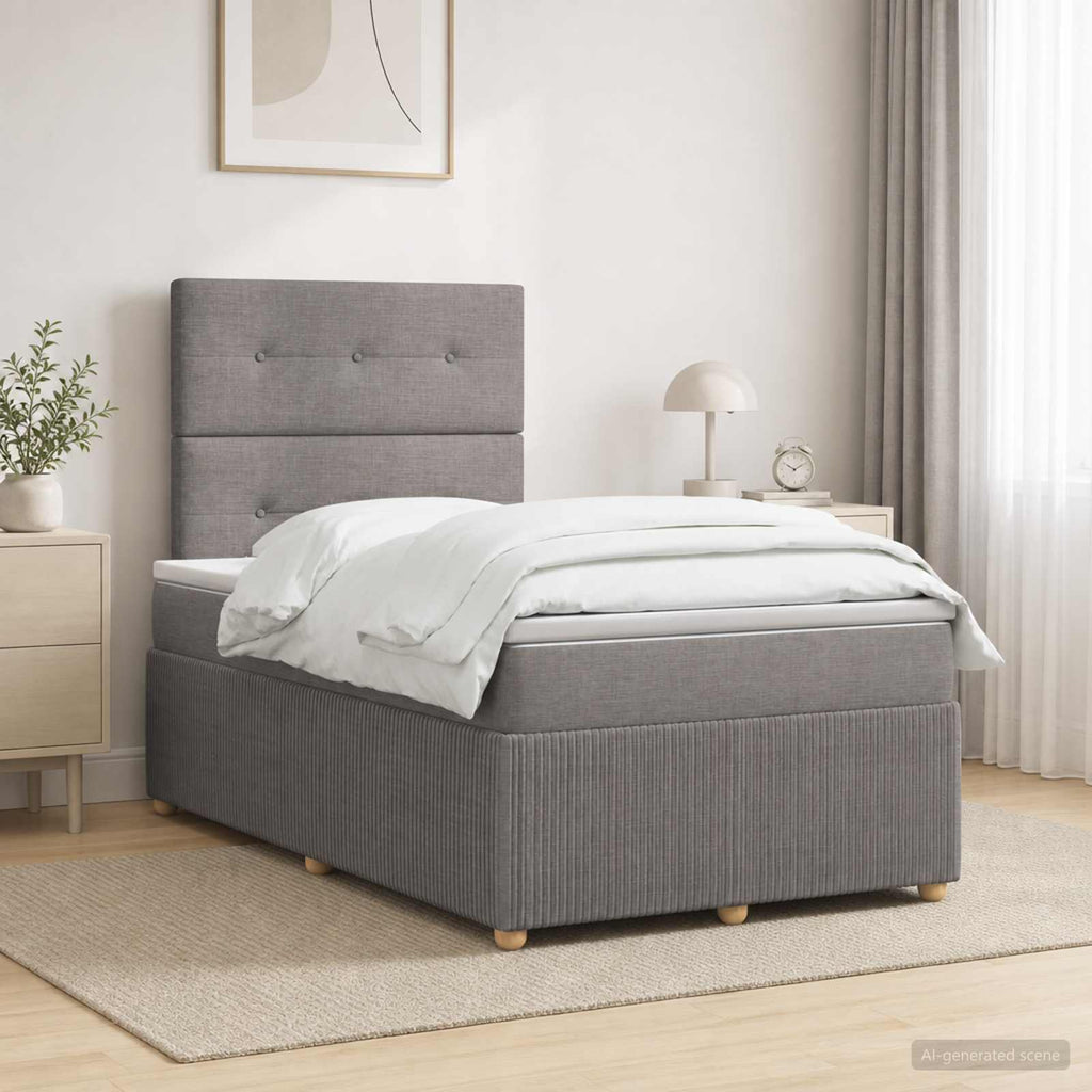 vidaXL Łóżko z box spring LED z materacem Ciemnoszary 120 x 200 cm