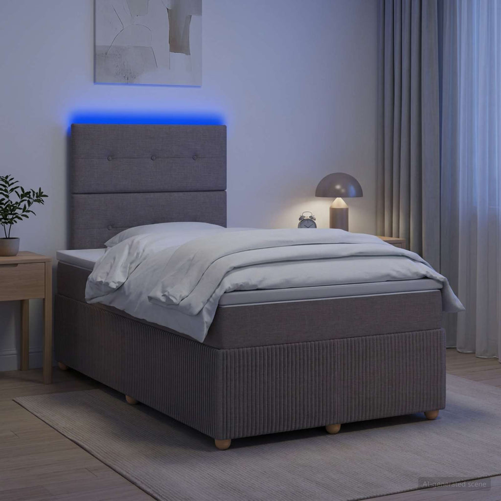 vidaXL Łóżko z box spring LED z materacem Ciemnoszary 120 x 200 cm