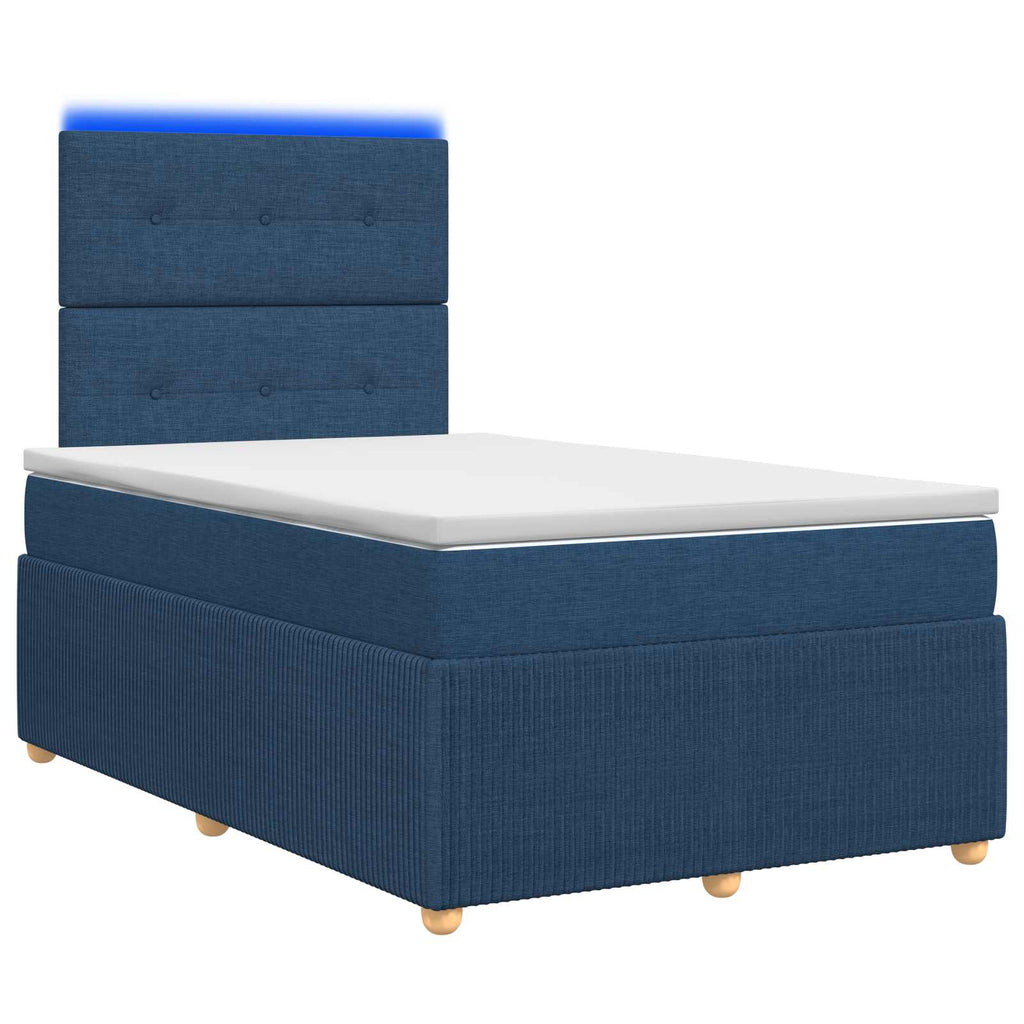 vidaXL Łóżko z box spring LED z materacem niebieski 120 x 190 cm