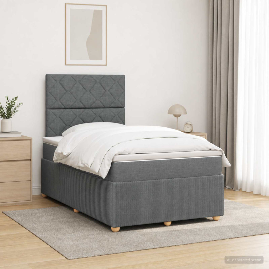 vidaXL Łóżko z box spring LED z materacem ciemnoszary 120 x 200 cm