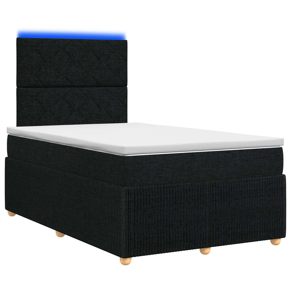 vidaXL Łóżko z box spring LED z materacem Czarny 120 x 190 cm tkanina