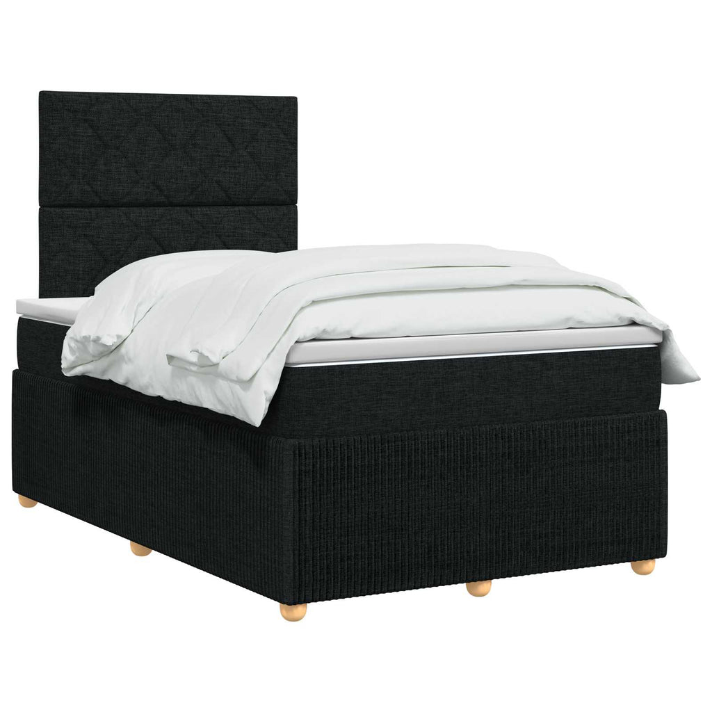vidaXL Łóżko z box spring LED z materacem Czarny 120 x 190 cm tkanina