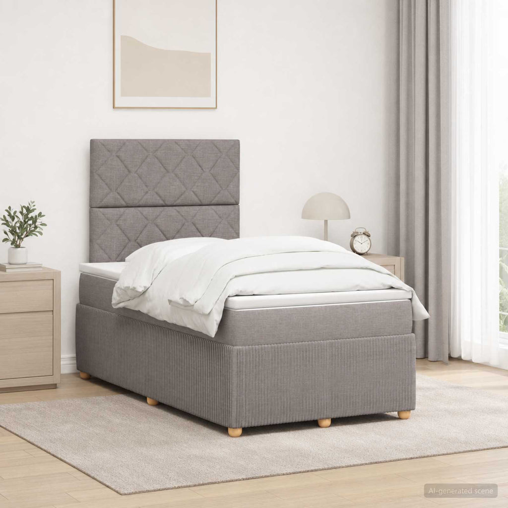 vidaXL Łóżko z box spring LED z materacem Ciemnoszary 120 x 200 cm
