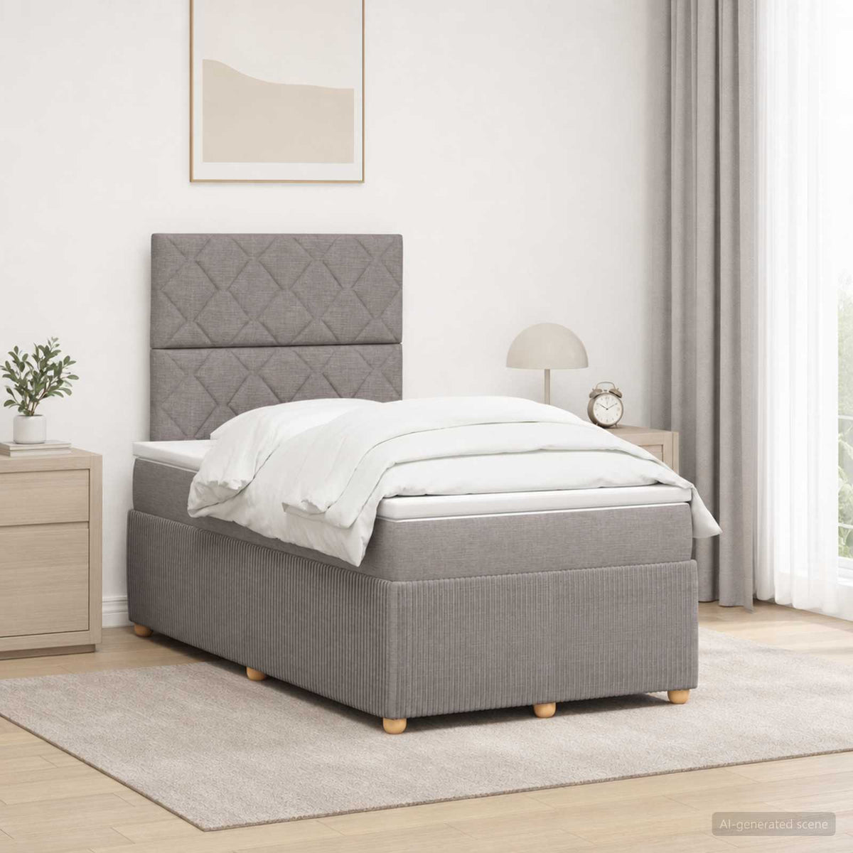 vidaXL Łóżko z box spring LED z materacem Ciemnoszary 120 x 200 cm