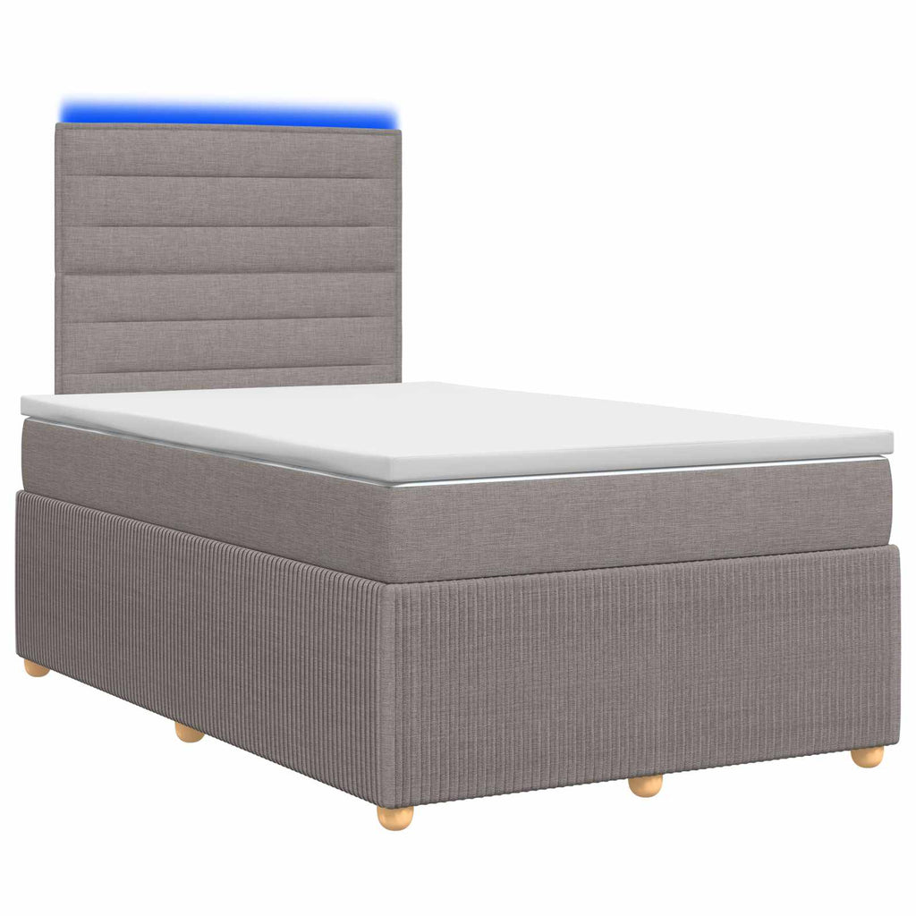 vidaXL Łóżko z box spring LED z materacem Ciemnoszary 120 x 200 cm