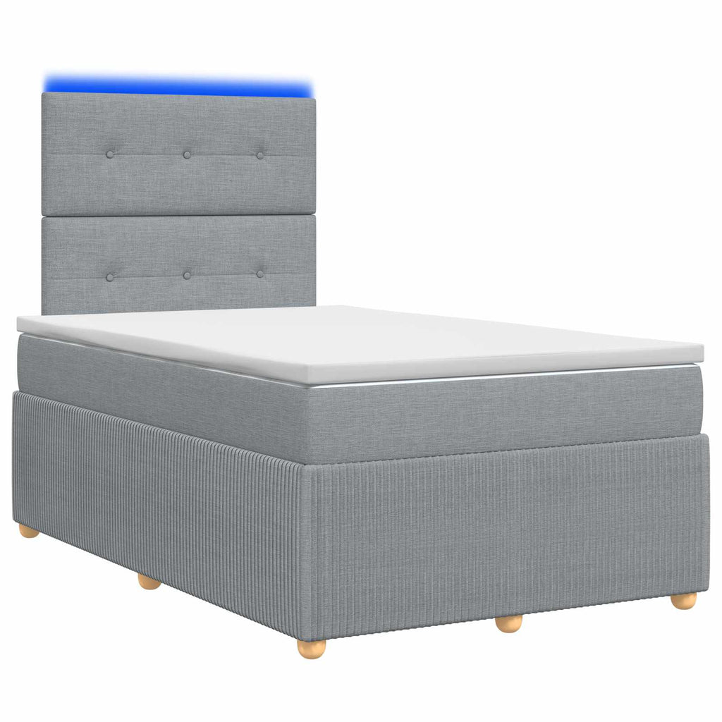 vidaXL Łóżko z box spring LED z materacem jasnoszary 120 x 200 cm