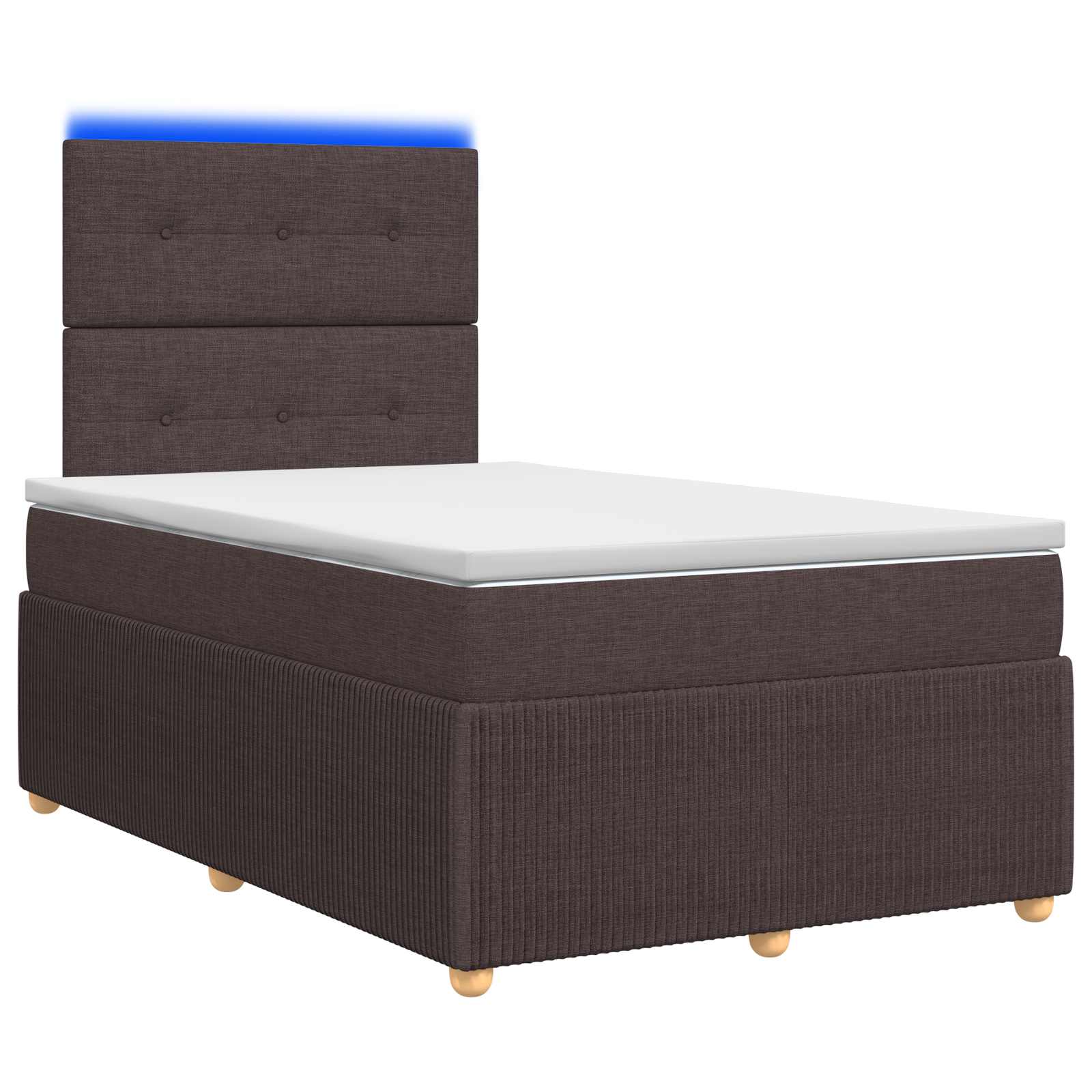 vidaXL Łóżko z box spring LED z materacem Ciemny brąz 120 x 200 cm
