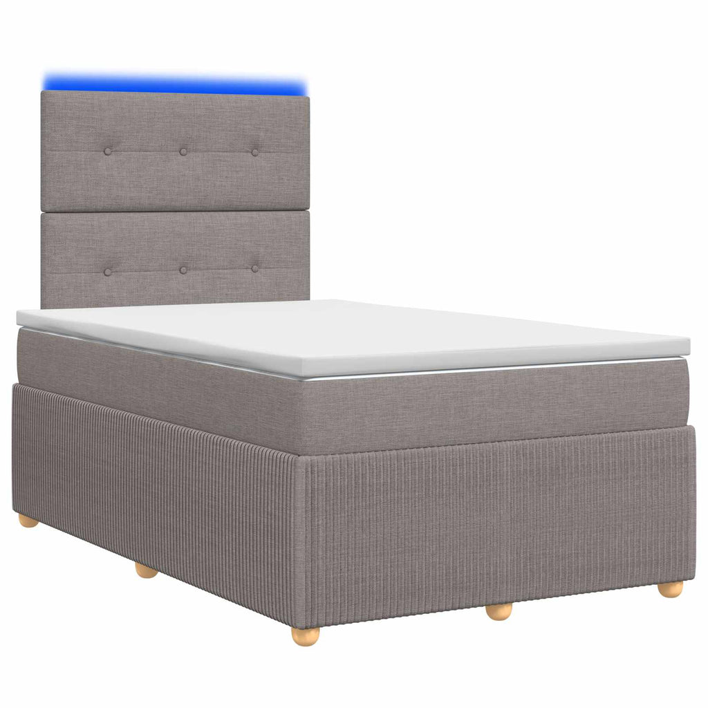 vidaXL Łóżko z box spring LED z materacem Ciemnoszary 120 x 200 cm