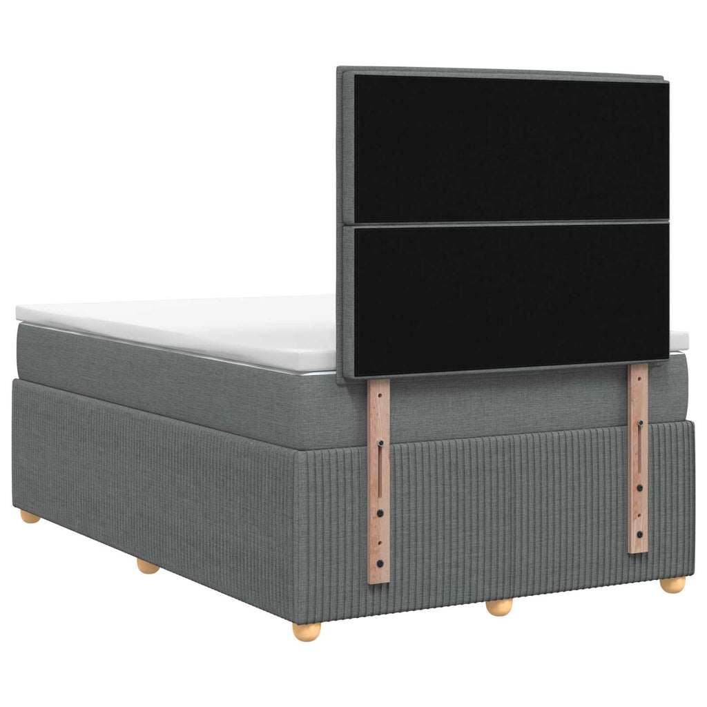 vidaXL Łóżko z box spring LED z materacem ciemnoszary 120 x 200 cm