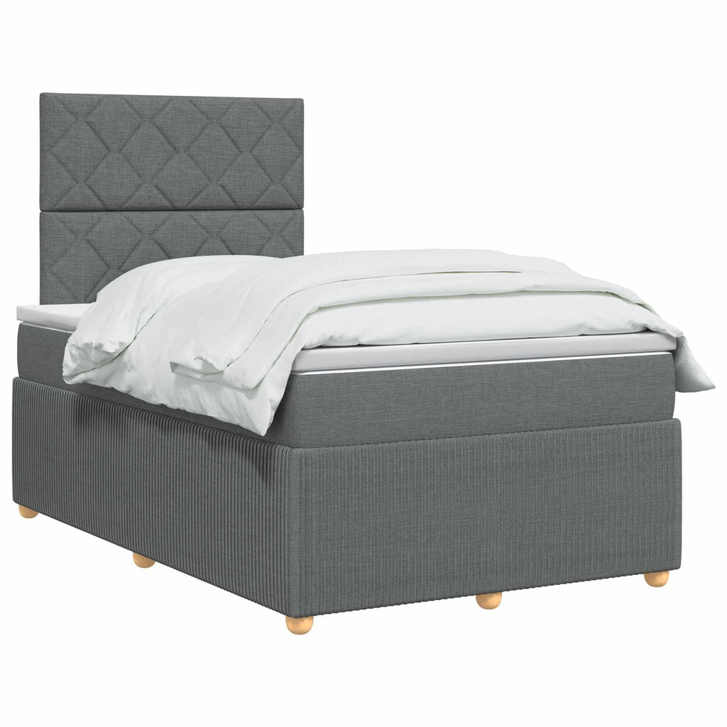 vidaXL Łóżko z box spring LED z materacem ciemnoszary 120 x 200 cm