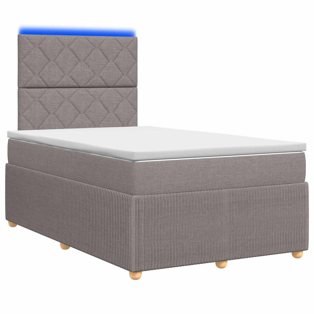 vidaXL Łóżko z box spring LED z materacem Ciemnoszary 120 x 200 cm