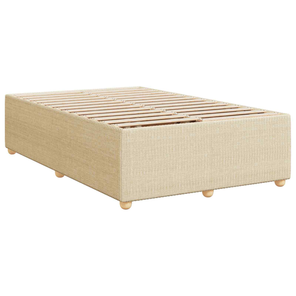 vidaXL Łóżko z box spring LED z materacem kremowy 120 x 200 cm tkanina