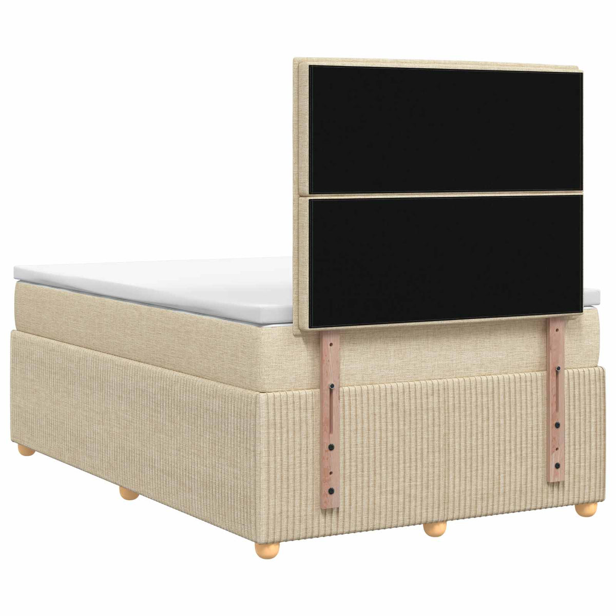 vidaXL Łóżko z box spring LED z materacem kremowy 120 x 200 cm tkanina
