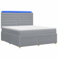 vidaXL Łóżko z box spring LED z materacem jasnoszary 140 x 190 cm