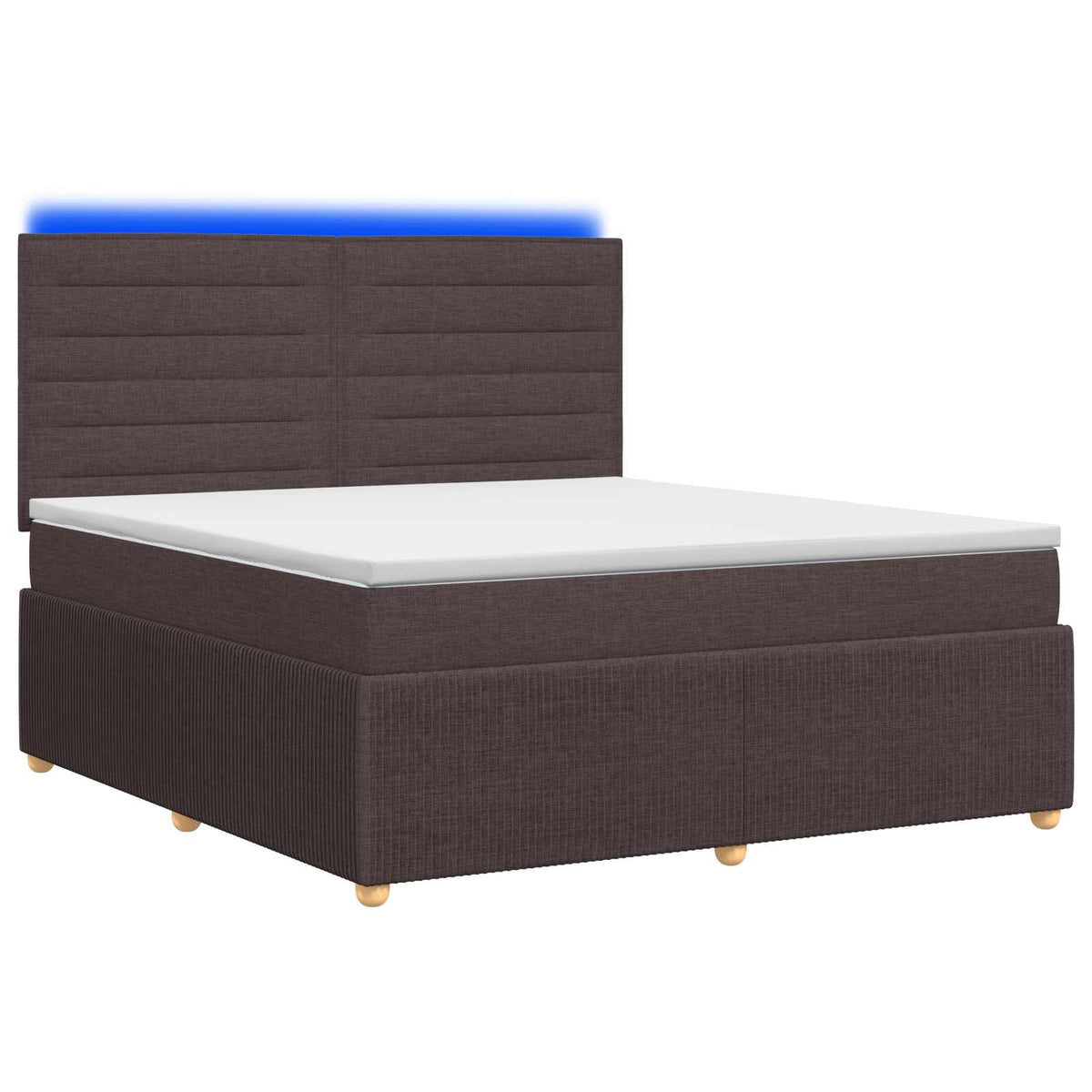 vidaXL Łóżko z box spring LED z materacem Ciemny brąz 140 x 190 cm