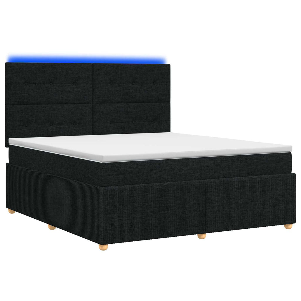 vidaXL Łóżko z box spring LED z materacem Czarny 140 x 190 cm tkanina