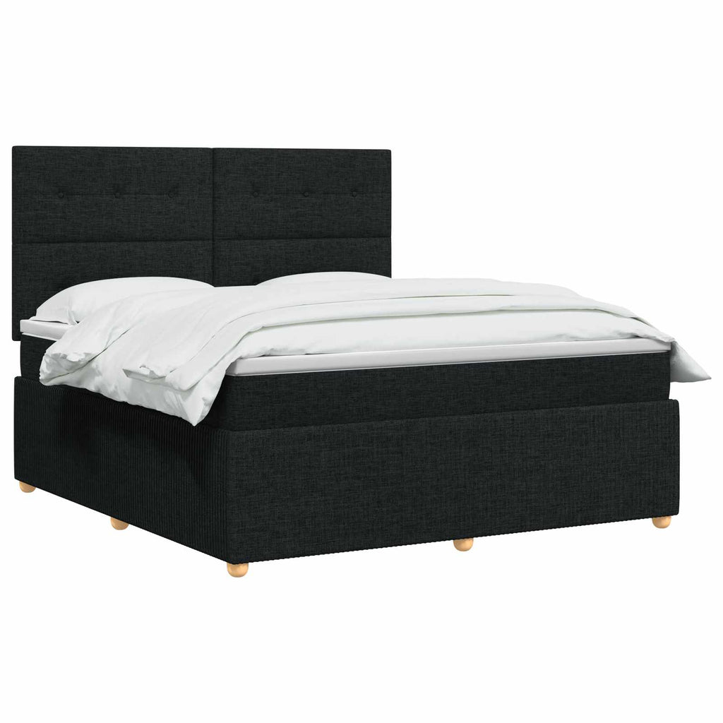 vidaXL Łóżko z box spring LED z materacem Czarny 140 x 190 cm tkanina