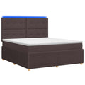 vidaXL Łóżko z box spring LED z materacem Ciemny brąz 140 x 190 cm