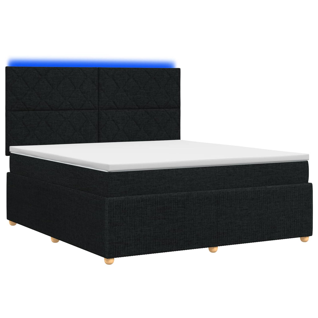 vidaXL Łóżko z box spring LED z materacem Czarny 140 x 190 cm tkanina