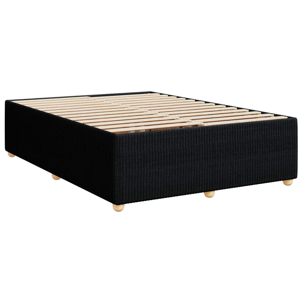 vidaXL Łóżko z box spring LED z materacem Czarny 140 x 190 cm tkanina