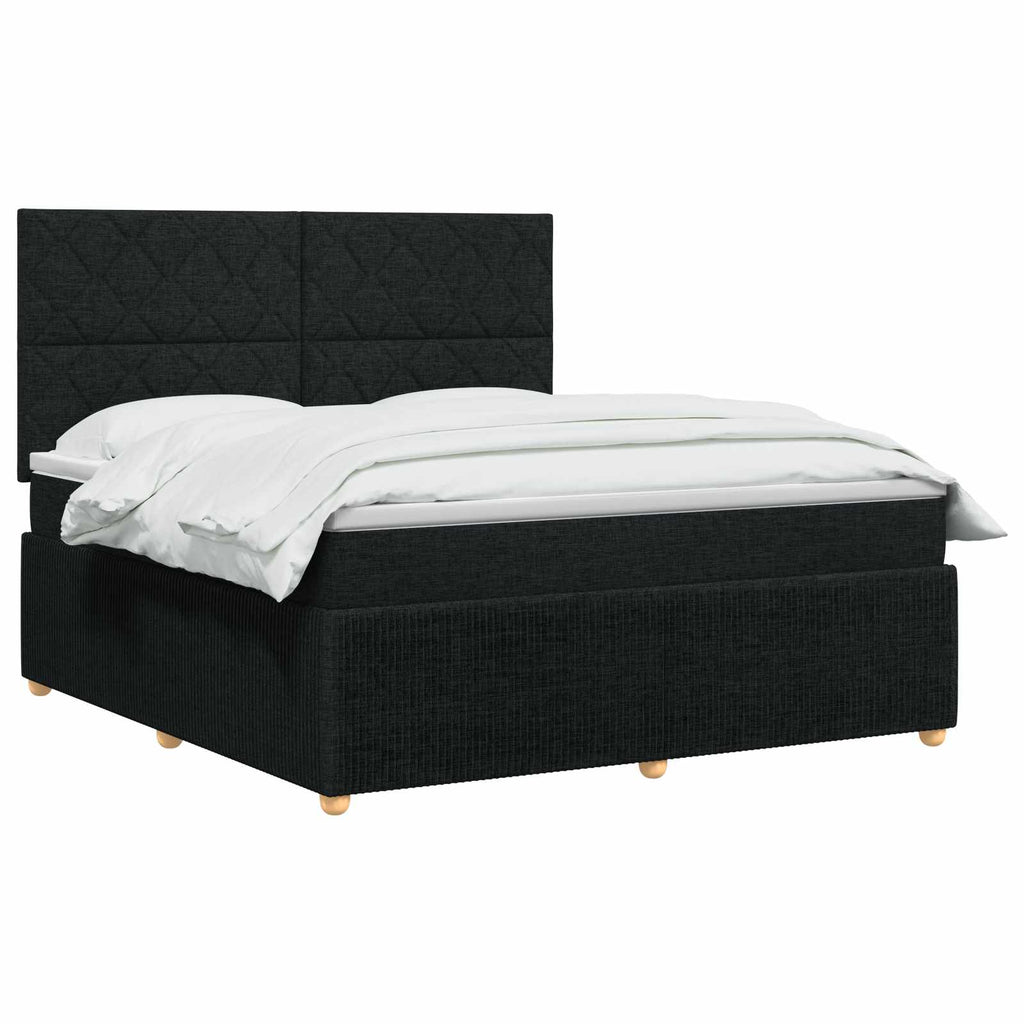 vidaXL Łóżko z box spring LED z materacem Czarny 140 x 190 cm tkanina