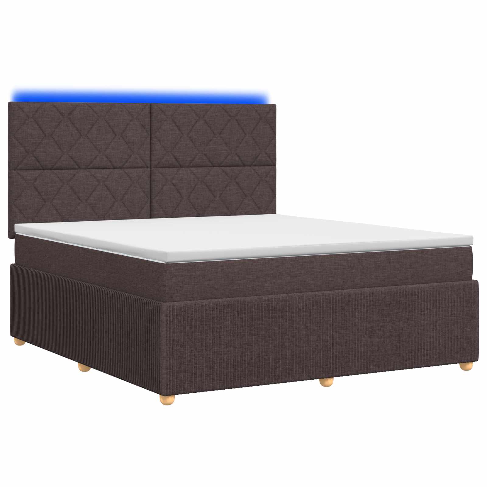 vidaXL Łóżko z box spring LED z materacem Ciemny brąz 140 x 190 cm