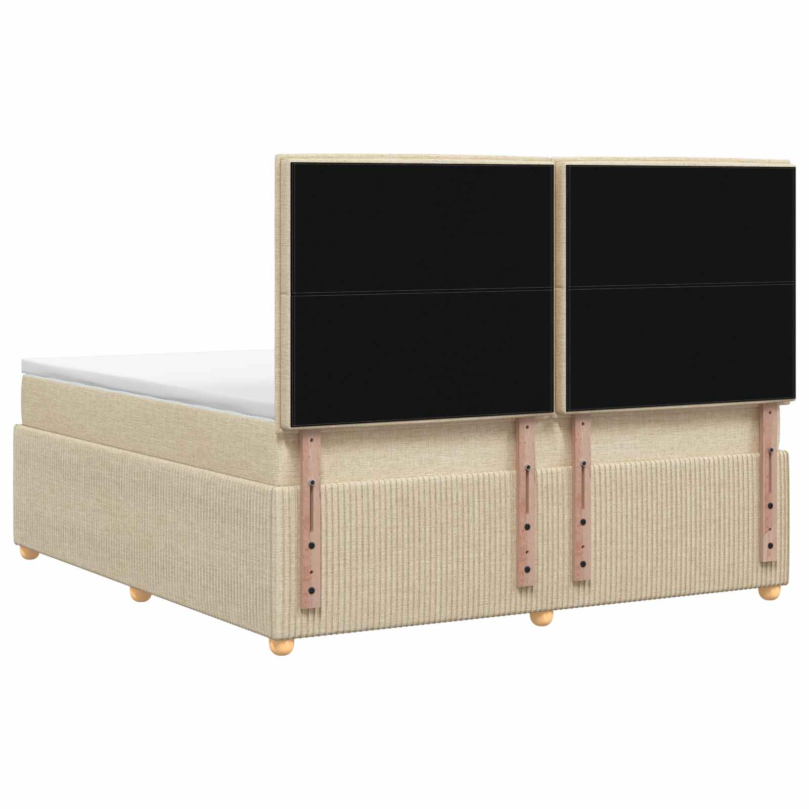 vidaXL Łóżko z box spring LED z materacem kremowy 140 x 200 cm tkanina