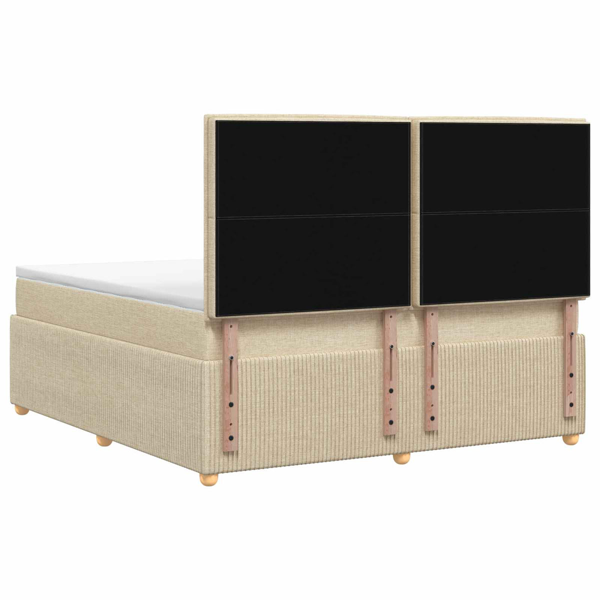 vidaXL Łóżko z box spring LED z materacem kremowy 160 x 200 cm tkanina