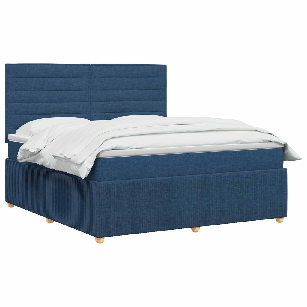vidaXL Łóżko z box spring LED z materacem niebieski 160 x 200 cm