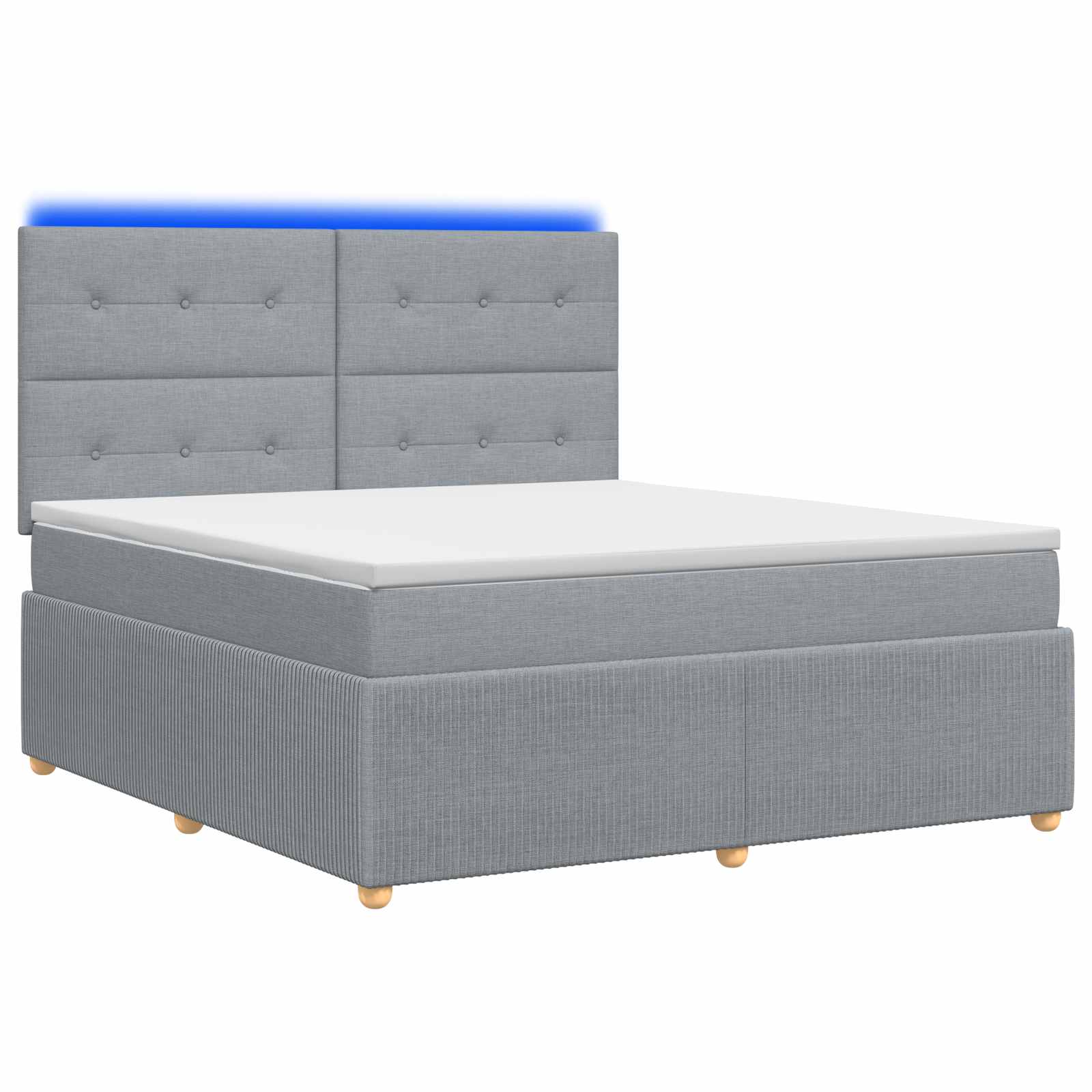 vidaXL Łóżko z box spring LED z materacem jasnoszary 160 x 200 cm