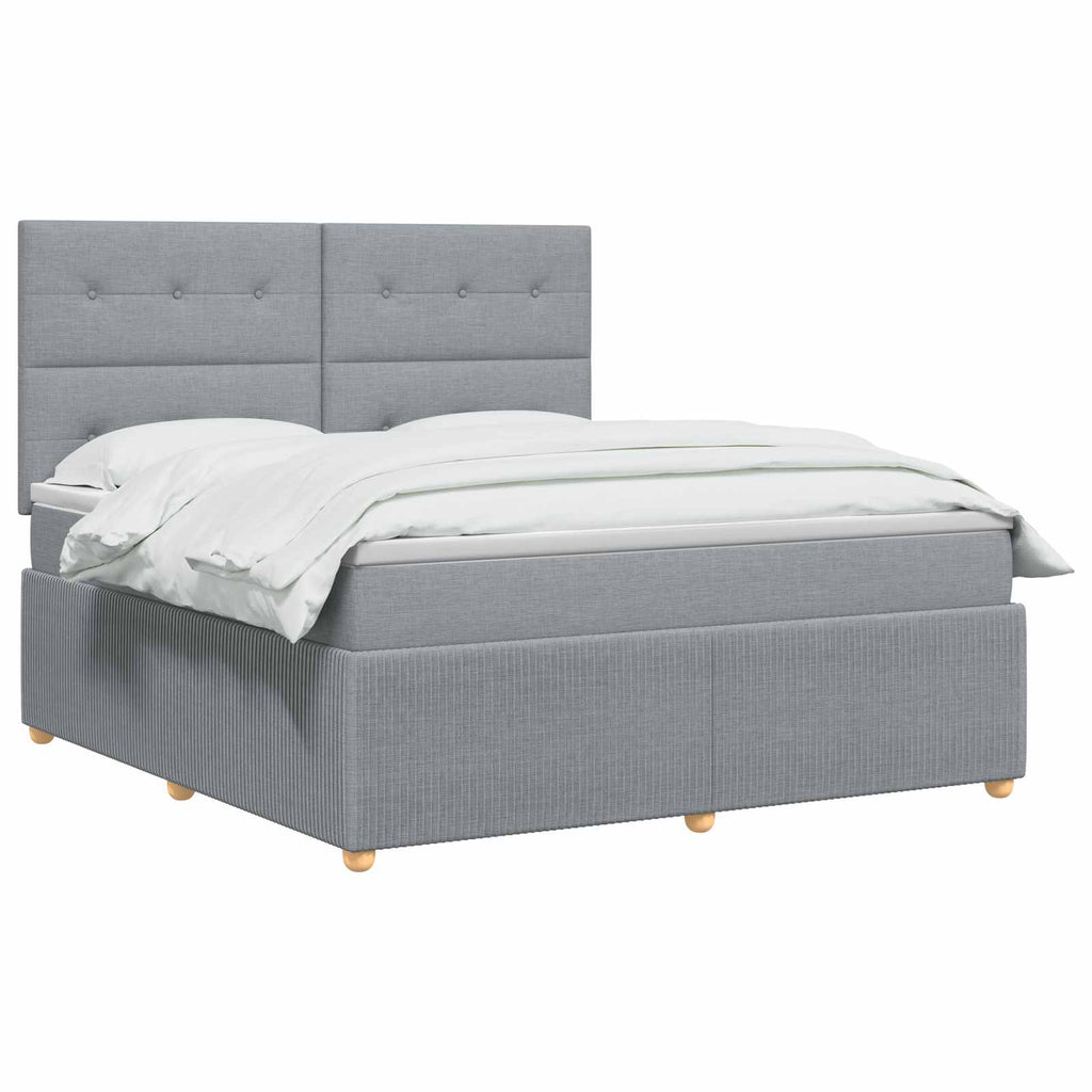 vidaXL Łóżko z box spring LED z materacem jasnoszary 160 x 200 cm