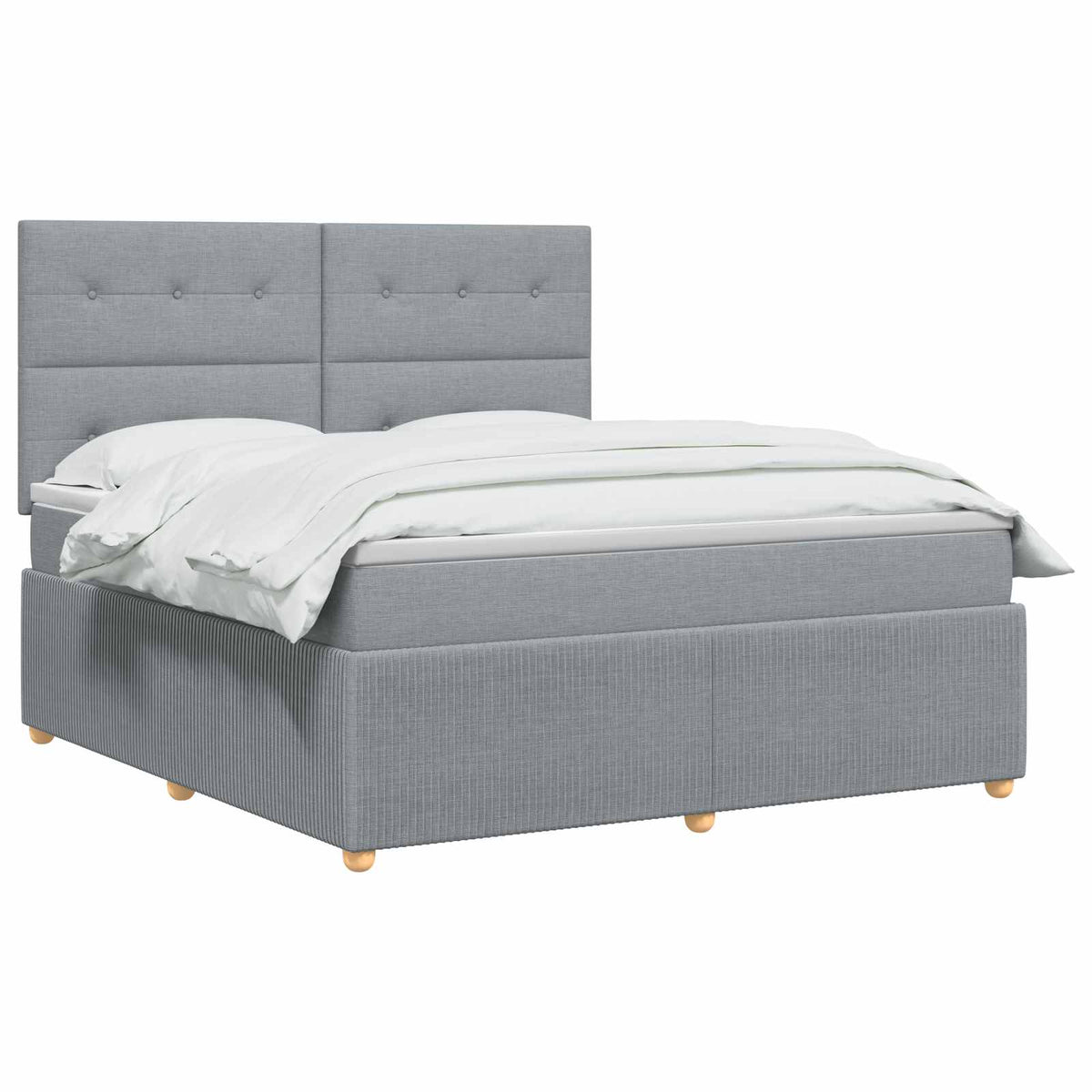 vidaXL Łóżko z box spring LED z materacem jasnoszary 160 x 200 cm